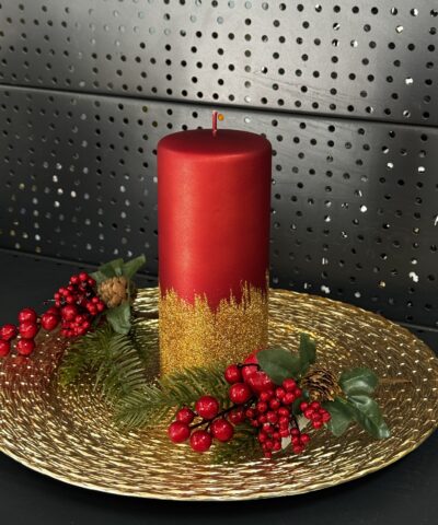 Свічка "червоно-жовта" циліндр, 180х70мм