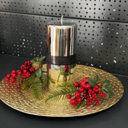 Свічка "срібна" циліндр, 180х70мм