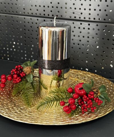 Свічка "срібна" циліндр, 180х70мм