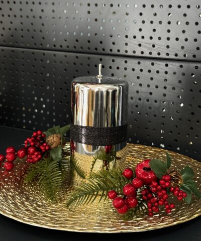 Свічка "срібна" циліндр, 180х70мм