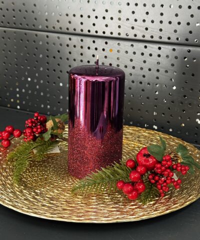 Свічка "рожева-металік" циліндр, 150х70мм