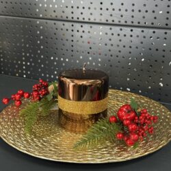 Свічка "коричнева-металік-золото" циліндр, 100х90мм