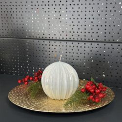 Свічка "біла-металік" куля, 120мм