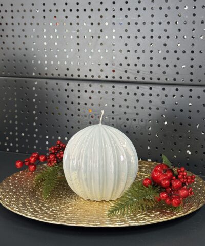 Свічка "біла-металік" куля, 120мм