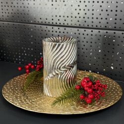 Свічка "срібна-хвилі" циліндр, 150х90мм