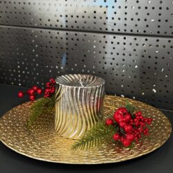 Свічка "срібна-хвилі" циліндр, 150х90мм