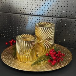 Свічка "золото-хвилі" циліндр, 150х90мм