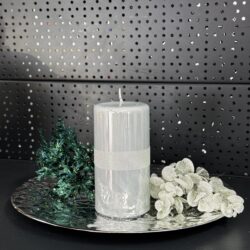 Свічка "біла-металік" циліндр, 150х70мм