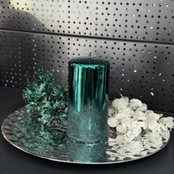 Свічка "зелена-металік" циліндр, 150х70мм