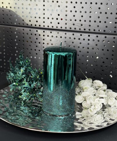 Свічка "зелена-металік" циліндр, 150х70мм