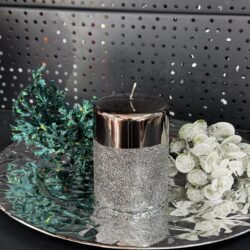 Свічка "бронза-металік-срібло" циліндр, 100х70мм