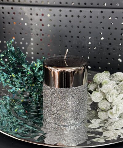 Свічка "бронза-металік-срібло" циліндр, 100х70мм