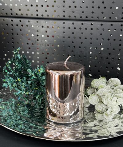 Свічка "пудра-металік-пуста" циліндр, 100х70мм