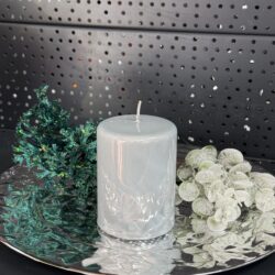 Свічка "біла-металік-пуста" циліндр, 100х70мм