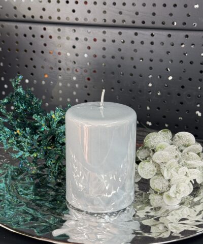 Свічка "біла-металік-пуста" циліндр, 100х70мм