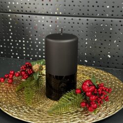 Свічка "чорна-матова-глянець" циліндр, 150х70мм