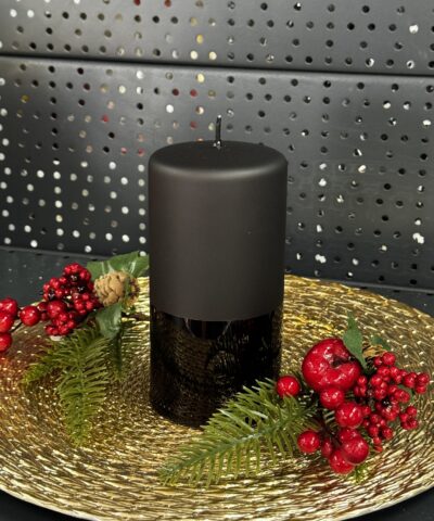 Свічка "чорна-матова-глянець" циліндр, 150х70мм