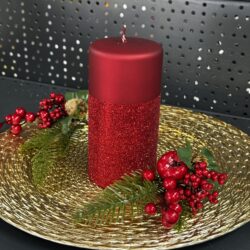 Свічка "червона-матова-блиск" циліндр, 150х70мм
