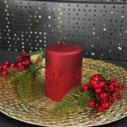 Свічка "червона-матова-блиск" циліндр, 150х70мм