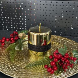 Свічка "золото-металік-чорна" циліндр, 150х70мм