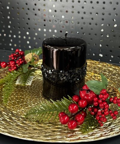 Свічка "чорна-металік" циліндр, 100х70мм