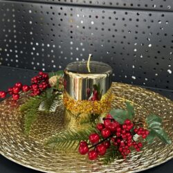 Свічка "золота-металік" циліндр, 100х70мм