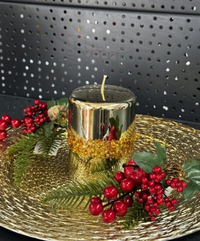 Свічка "золота-металік" циліндр, 100х70мм