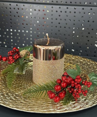 Свічка "золото-металік-блиск" циліндр, 100х70мм