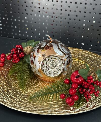 Свічка "коричнево-срібна" куля, 100мм