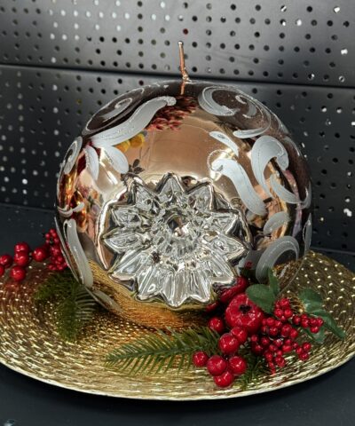 Свічка "коричнево-срібна" куля, 100мм