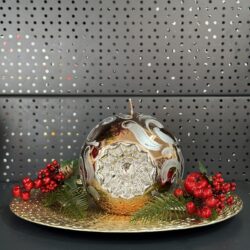 Свічка "коричнево-срібна" куля, 100мм