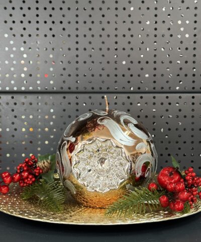 Свічка "коричнево-срібна" куля, 100мм