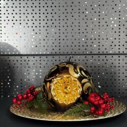 Свічка "коричнево-золото" куля, 100мм