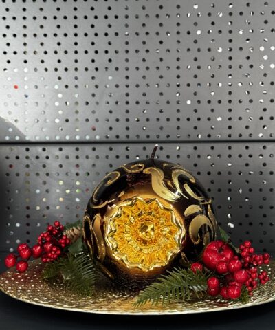 Свічка "коричнево-золото" куля, 100мм