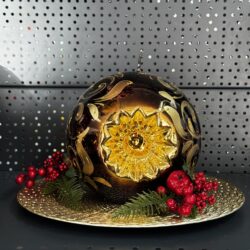 Свічка "коричнево-золото" куля, 100мм