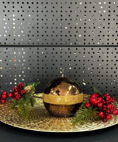 Свічка "металік-коричнева-золото" куля, 90мм