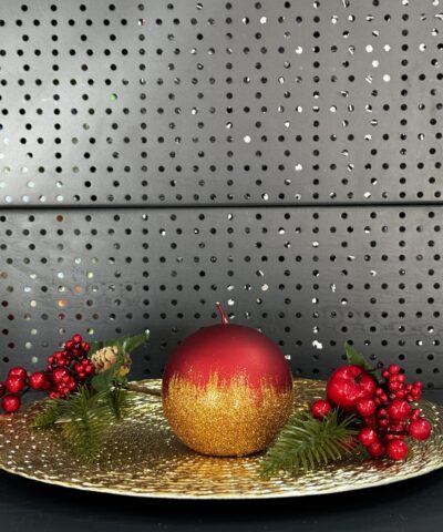 Свічка "червоно-золота" куля, 90мм