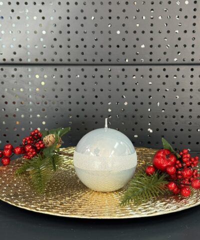 Свічка "металік-біла-блиск" куля, 90мм